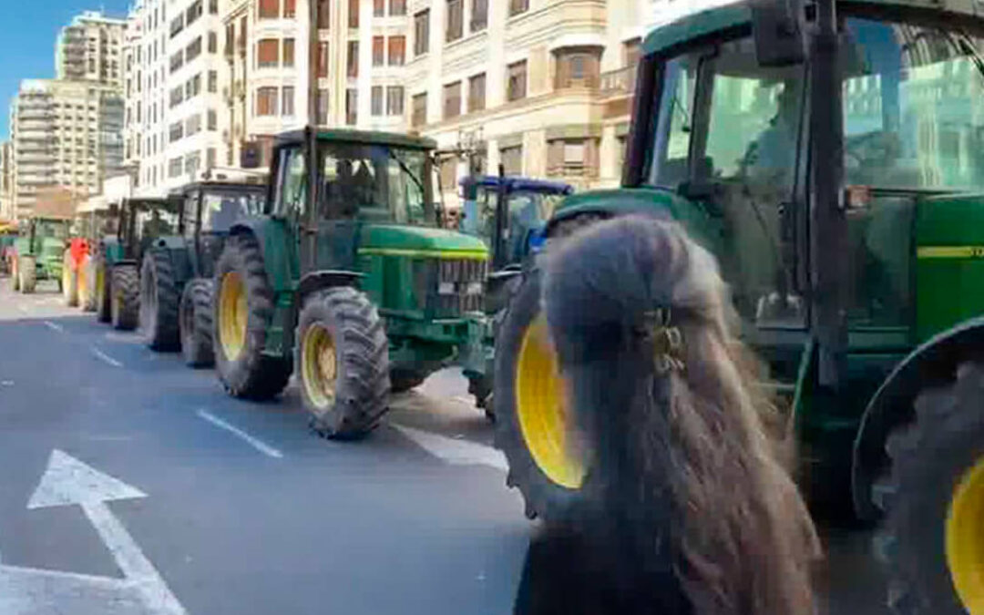 Decenas de  tractores vuelven a las calles pero esta vez para denunciar el bajo precio de la uva durante esta vendimia