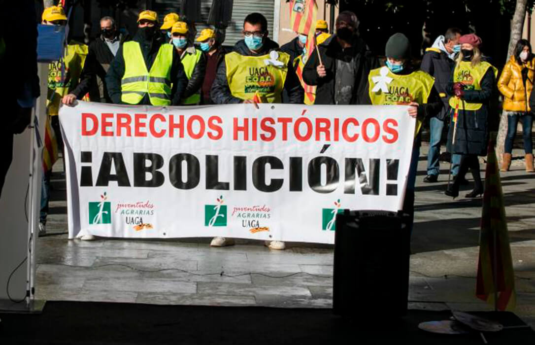 Protesta en la calle para denunciar la «inocentada» de la PAC y exigir la abolición de los derechos históricos