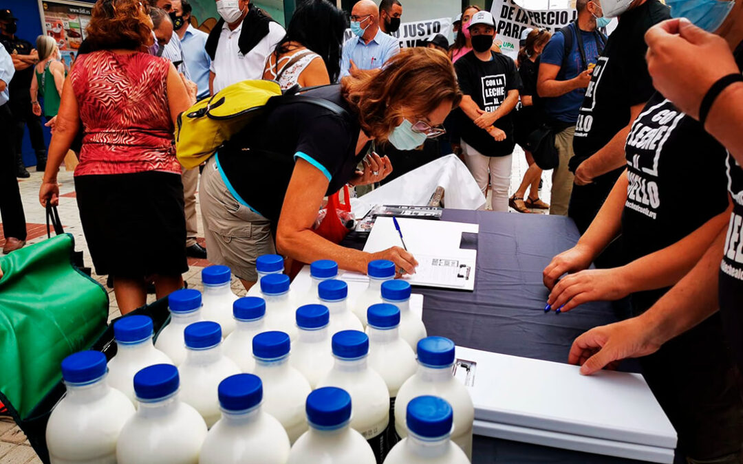 Sigue el reparto de leche gratuita por parte de los ganaderos como protesta para denunciar los bajos precios de la leche