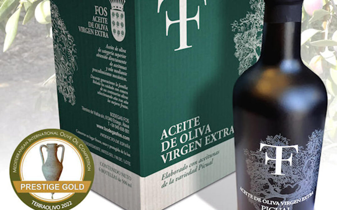 El aceite de oliva virgen extra Fos Picual, galardonado con el Prestige Gold en Terraolivo 2022