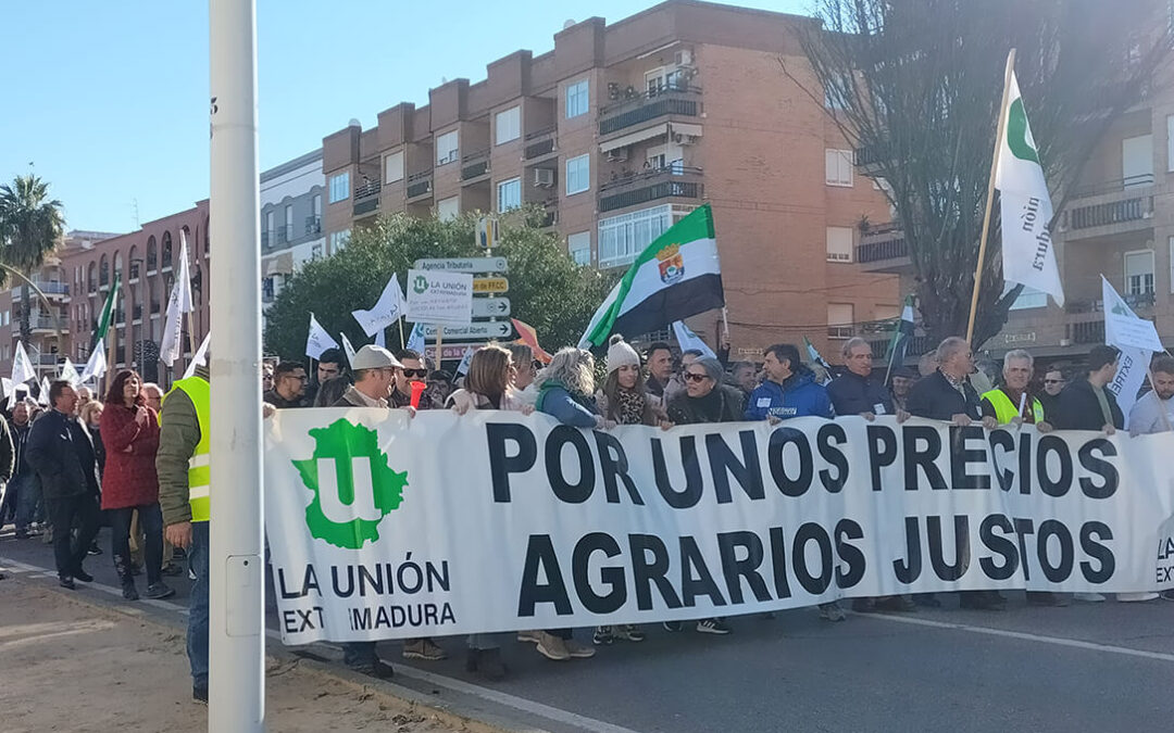 Nueva protesta en Extremadura: Más de 1.000 agricultores y ganaderos se manifiestan contra contra Planas y el Presidente de la Junta