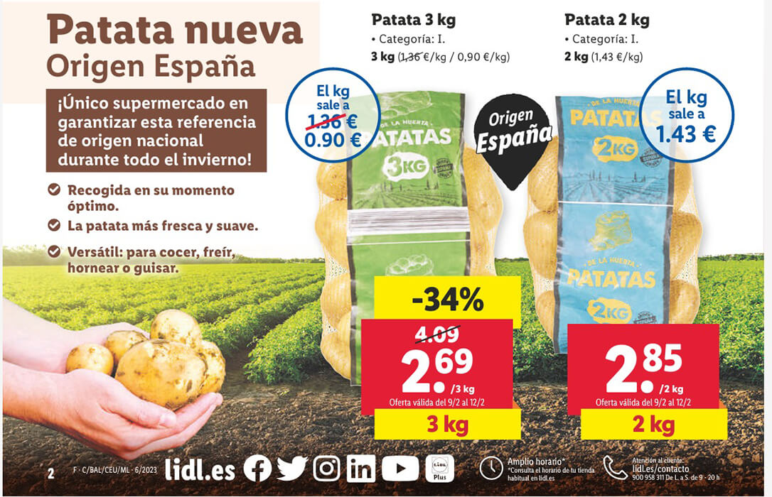 Denuncian el presunto fraude al vender como producto reclamo a la patata nueva de España cuando es patata de conservación