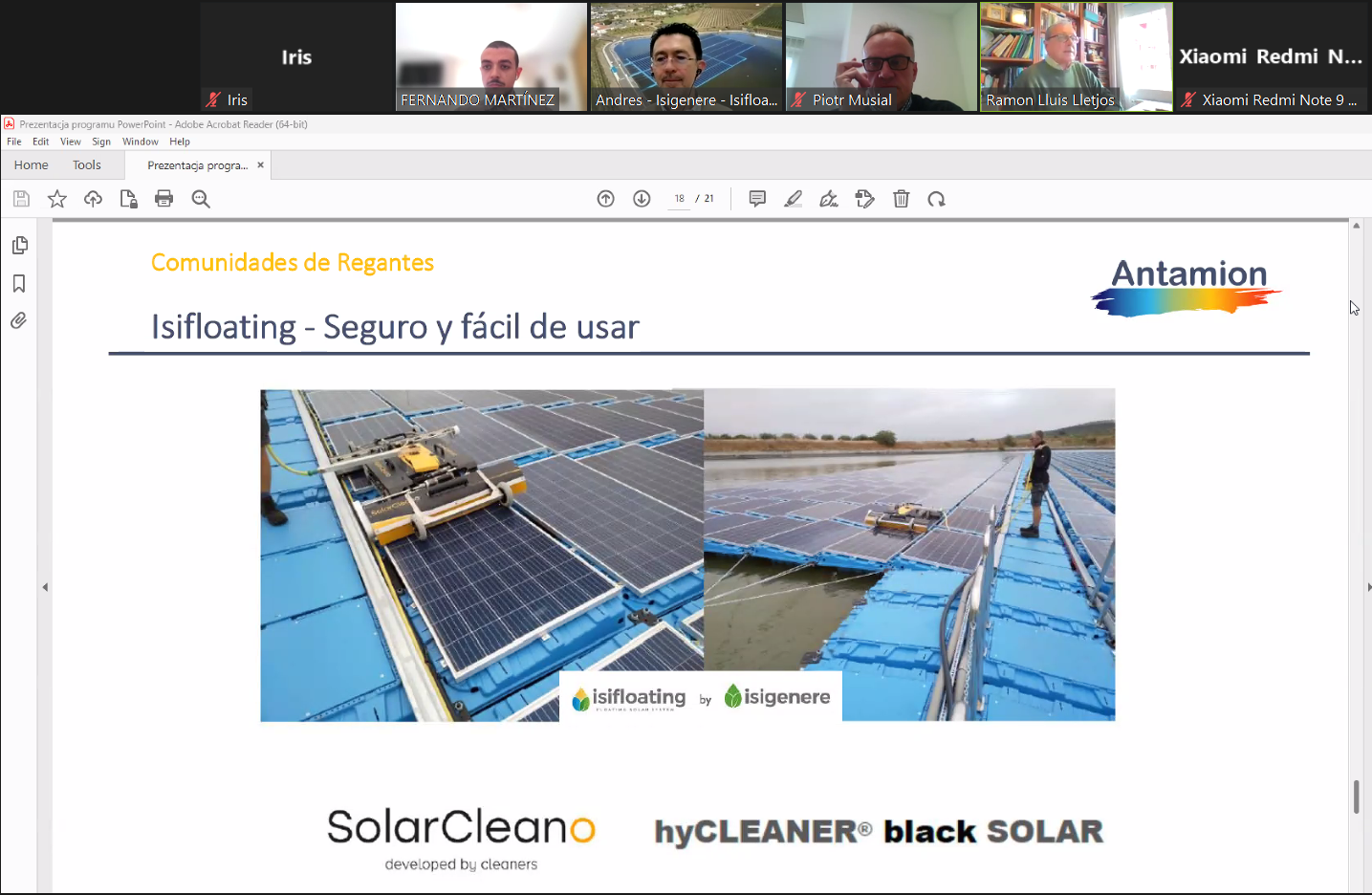 ACATCOR y Antamion reivindican el potencial de las placas solares flotantes en estanques y pantanos y quitarlas de tierras cultivadas
