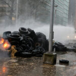 Cerca de un millar de tractores bloquean Bruselas en una manifestación con conatos de violenta frente a instituciones europeas