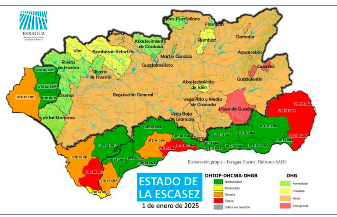 La sequía no ha pasado: el regadío andaluz afronta restricciones sin precedentes ante la falta de lluvias y con las administraciones inactivas