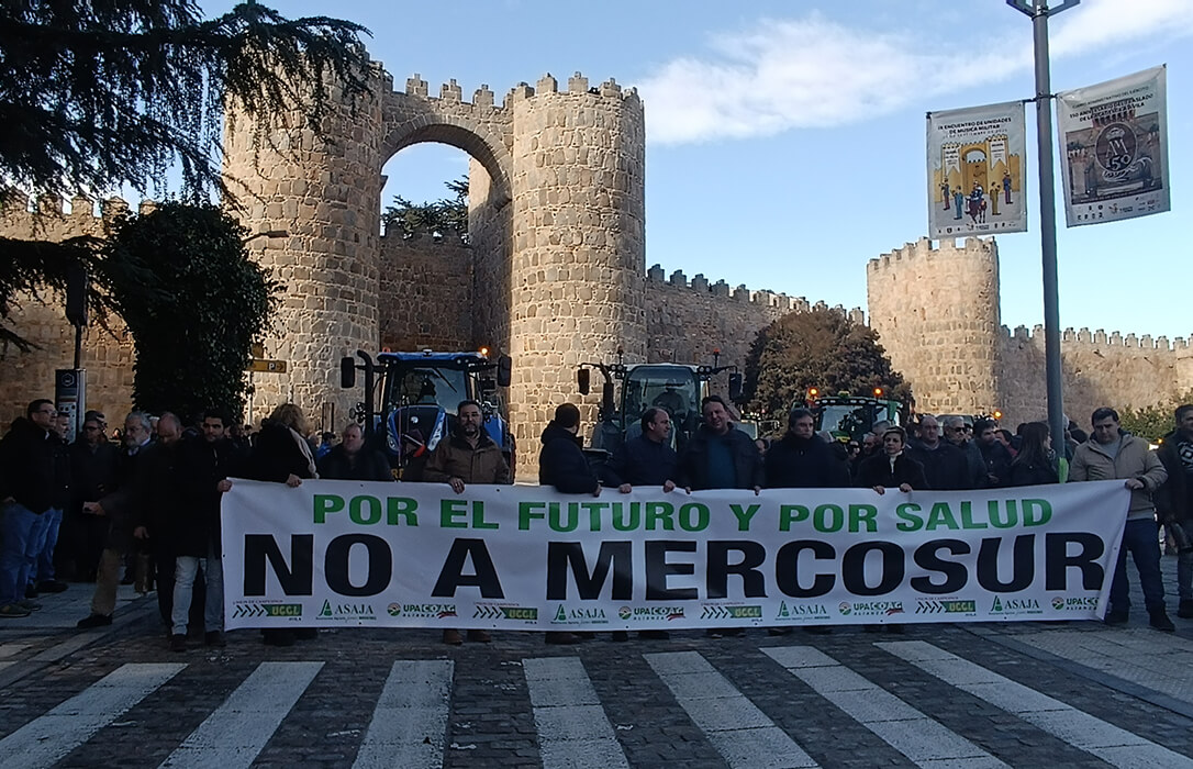 Multitudinaria protesta de agricultores y ganaderos en Avila contra el acuerdo de Mercosur y los recortes en la PAC