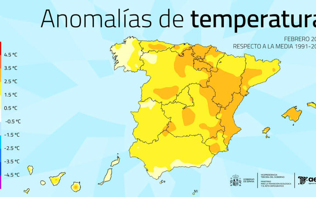 Balance climático de Aemet: febrero tuvo carácter muy cálido y muy húmedo, mientras que se anuncia una nueva DANA con lluvia y nieve